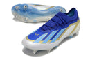 Chuteira Adidas X Crazyfast Messi.1 Ponta de Aluminio Azul, Branco e Dourado "Spark Gen10s"