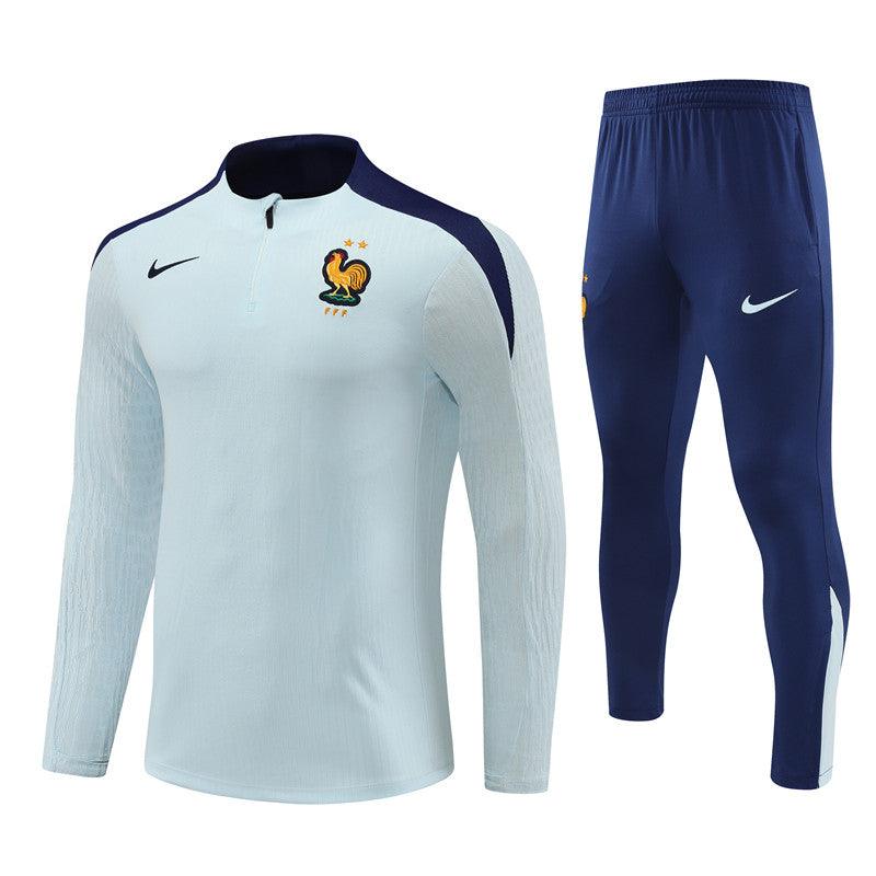 Conjunto Treino França 24/25 - Versão Jogador - Gelo e azul