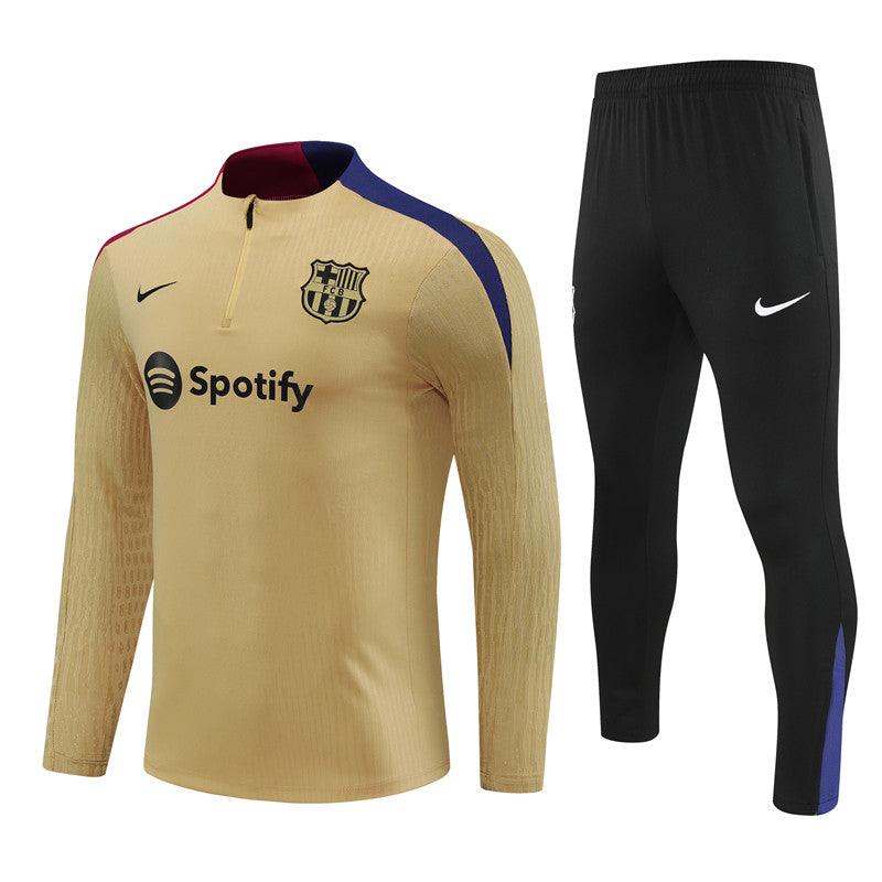 Conjunto Treino Barcelona 24/25 - Versão Jogador - Dourado e preto