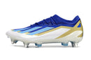 Chuteira Adidas X Crazyfast Messi.1 Ponta de Aluminio Azul, Branco e Dourado "Spark Gen10s"
