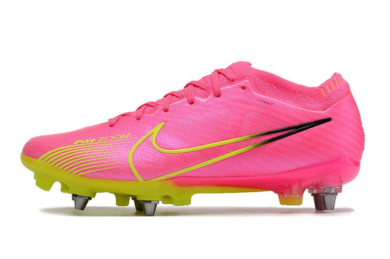 Chuteira Trava Mista Nike Air Zoom Mercurial Vapor 15 Elite Trava Mista Rosa e Verde "Luminous Pack"