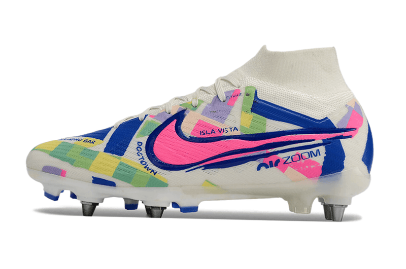 Chuteira Trava Mista Nike Air Zoom Mercurial Superfly 9 Elite Trava Mista Cinza e Preto "Socal Pack"