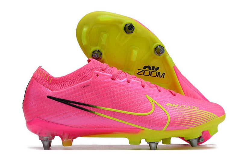 Chuteira Trava Mista Nike Air Zoom Mercurial Vapor 15 Elite Trava Mista Rosa e Verde "Luminous Pack"