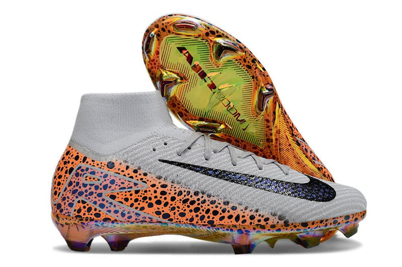 Chuteira Campo Nike Air Zoom Mercurial Superfly 16 Elite FG Branca, Laranja e Preto "Electric Pack"