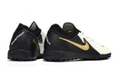 Chuteira Society Nike Phantom GX 2 Elite TF Preta, Branca e Dourada "Mad Ready Pack"