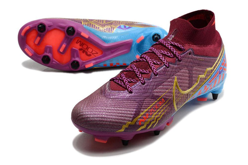 Chuteira Trava Mista Nike Air Zoom Mercurial Superfly 9 Elite Trava Mista Roxa "Mbappe"