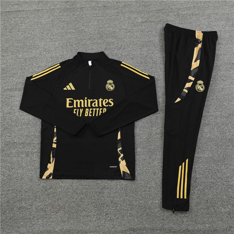 Conjunto Treino Real Madrid 24/25 - Preto e dourado