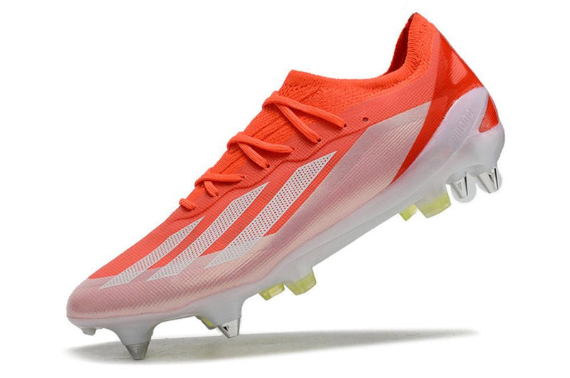 Chuteira Adidas X Crazyfast Messi.1  Ponta de Aluminio Vermelha e Branca "Energy Citrus Pack"