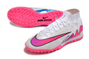 Chuteira Society Nike Air Zoom Mercurial Superfly 9 Elite TF Branca e Rosa