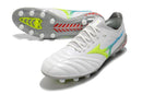 Chuteira Campo Mizuno Morelia Neo 3 FG Branca, Azul e Verde
