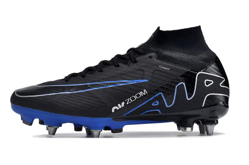 Chuteira Trava Mista Nike Air Zoom Mercurial Superfly 9 Elite Trava Mista Preta e Azul "Shadow Pack"