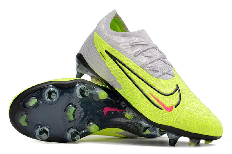 Chuteira Trava Mista Nike Phantom GX Elite Trava Mista Cinza e Verde "Luminous Pack"