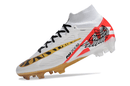 Chuteira Campo Nike Air Zoom Mercurial Superfly 9 Elite FG Branca e Dourada