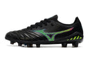Chuteira Campo Mizuno Morelia Neo 3 FG Preta, Verde e Azul