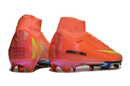 Chuteira Campo Nike Air Zoom Mercurial Superfly 16 Elite FG Branca, Laranja e Preto "Electric Pack"