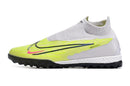 Chuteira Society Nike Phantom GX DF Elite TF Cinza e Verde "Luminous Pack"