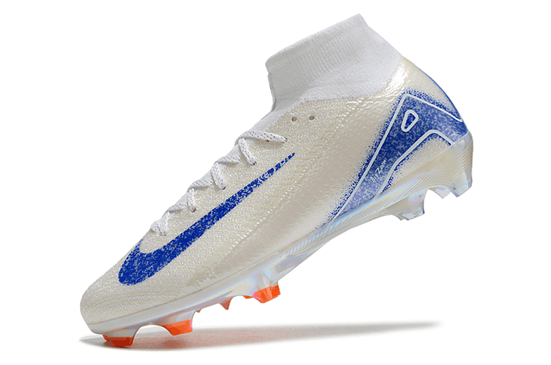 Chuteira Campo Nike Air Zoom Mercurial Superfly 16 Elite FG Branca, Laranja e Preto "Electric Pack"