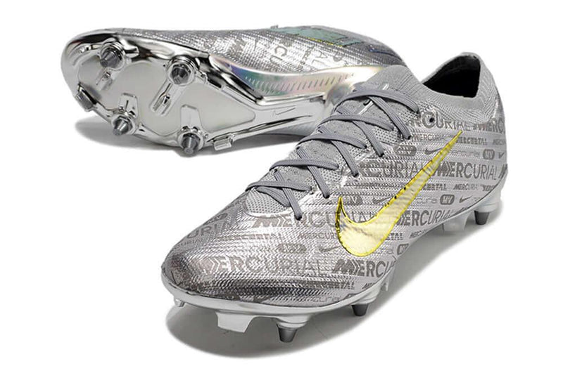 Chuteira Trava Mista Nike Air Zoom Mercurial Vapor 15 Elite Trava Mista Prata "Anniversary 25 Years Pack"