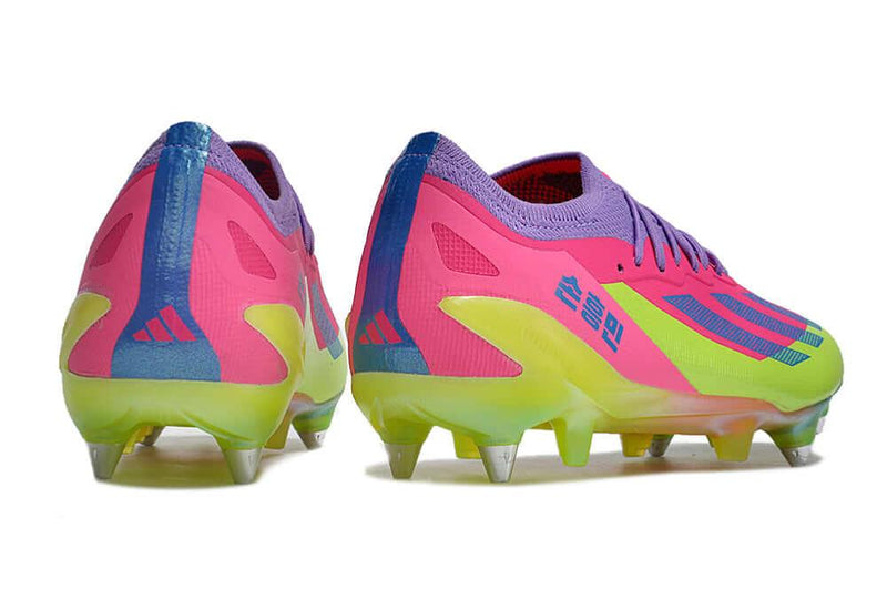 Chuteira Trava Mista Adidas X CrazyFast.1 Ponta de Aluminio Rosa e Verde "Son"