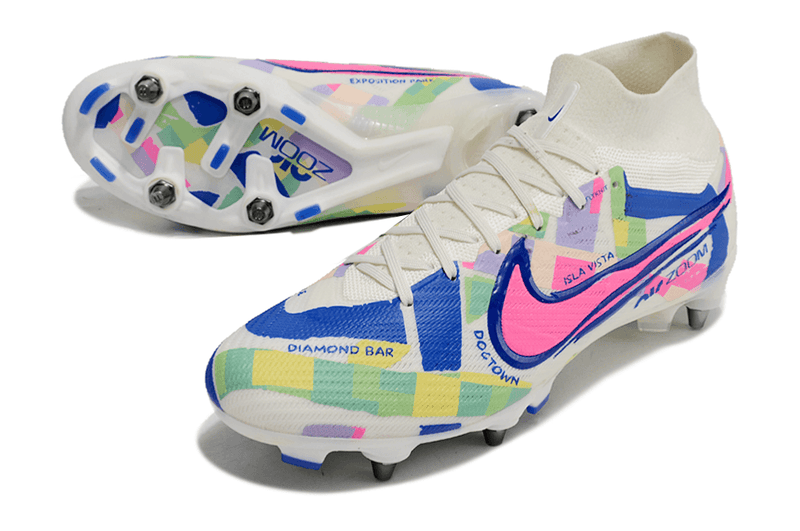 Chuteira Trava Mista Nike Air Zoom Mercurial Superfly 9 Elite Trava Mista Cinza e Preto "Socal Pack"