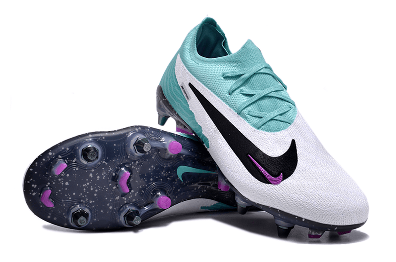 Chuteira Trava Mista Nike Phantom GX Elite Trava Mista Branca, Verde e Roxa "Peak Ready Pack"