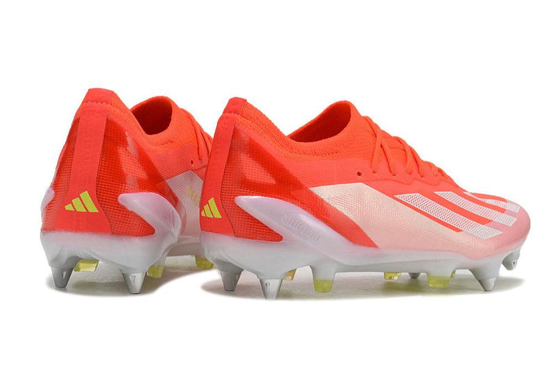 Chuteira Adidas X Crazyfast Messi.1  Ponta de Aluminio Vermelha e Branca "Energy Citrus Pack"