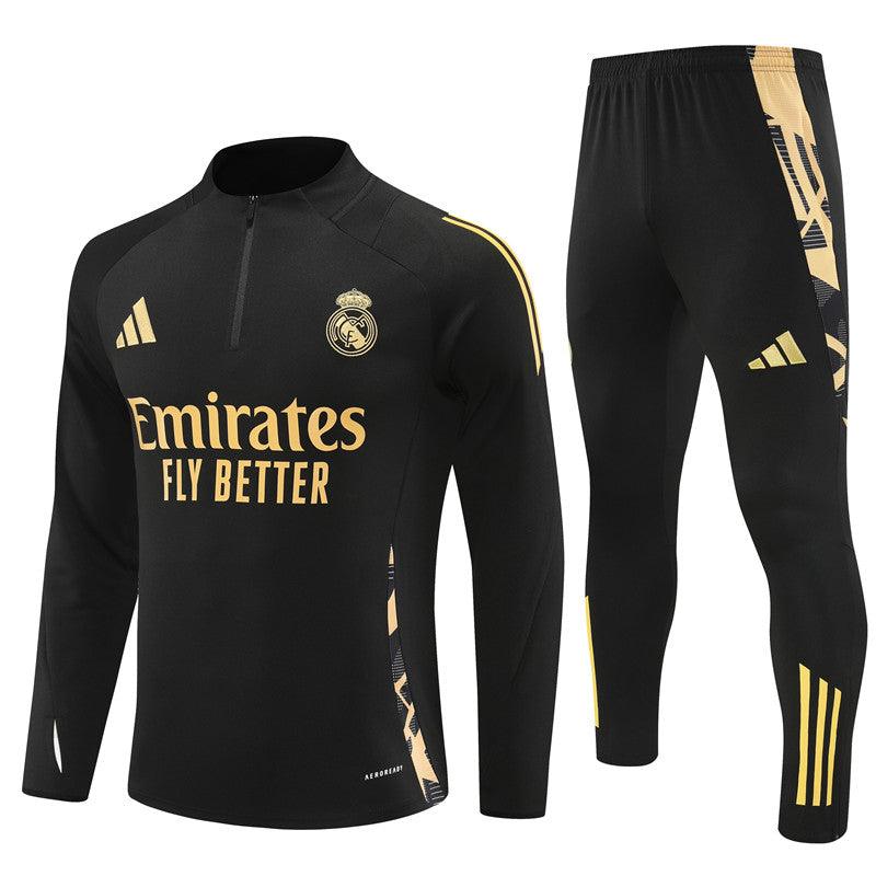 Conjunto Treino Real Madrid 24/25 - Preto e dourado