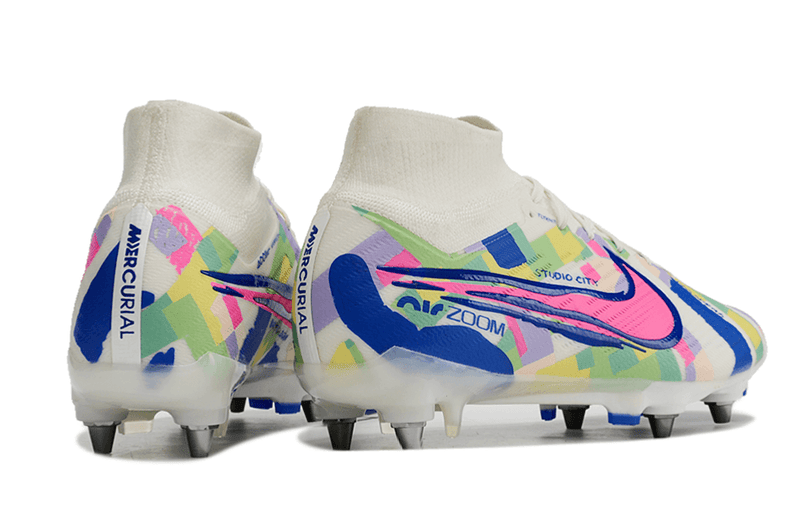 Chuteira Trava Mista Nike Air Zoom Mercurial Superfly 9 Elite Trava Mista Cinza e Preto "Socal Pack"