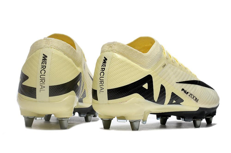 Chuteira Trava Mista Nike Air Zoom Mercurial Vapor 15 Elite Trava Mista Bege e Preta "Mad Ready Pack"