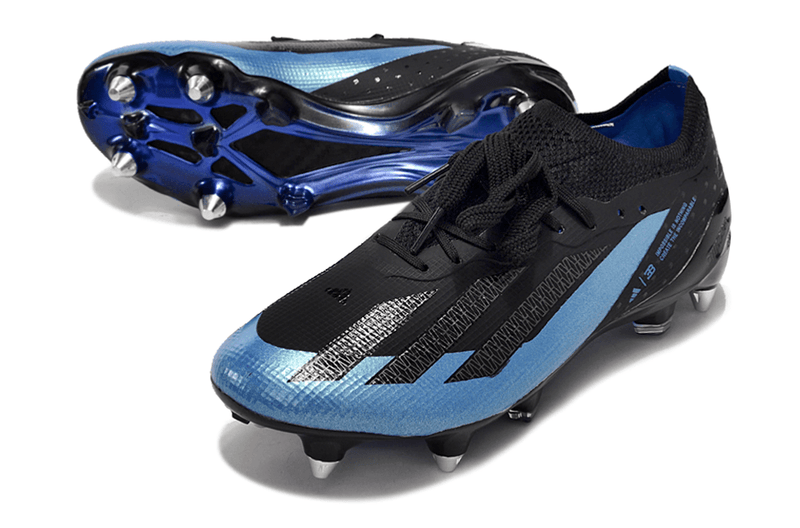 Chuteira Adidas X Crazyfast.1 Ponta de Aluminio Preta e Azul "Bugatti"