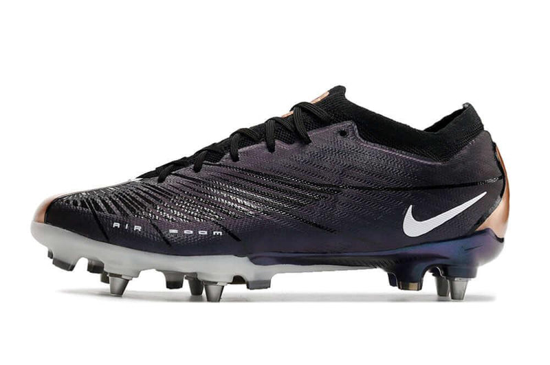 Chuteira Trava Mista Nike Air Zoom Mercurial Vapor 15 Elite Trava Mista Preta e Cobre "Especial 2001 Pack"