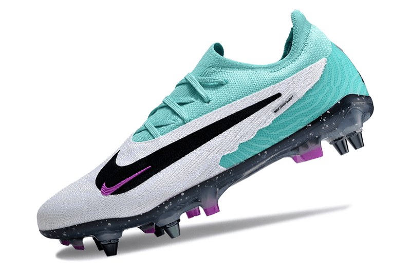 Chuteira Trava Mista Nike Phantom GX Elite Trava Mista Branca, Verde e Roxa "Peak Ready Pack"