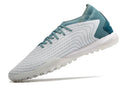 Chuteira Society Adidas Predator Accuracy.1 TF Branca e Azul "Sustainability Pack"