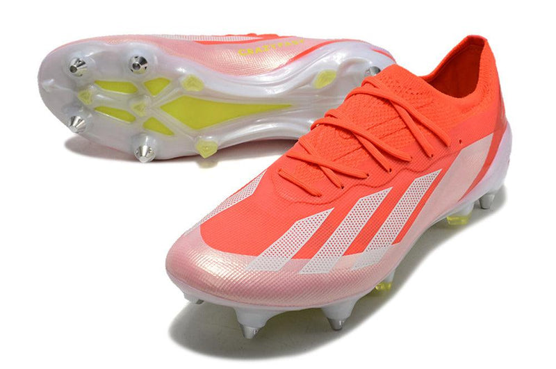 Chuteira Adidas X Crazyfast Messi.1  Ponta de Aluminio Vermelha e Branca "Energy Citrus Pack"