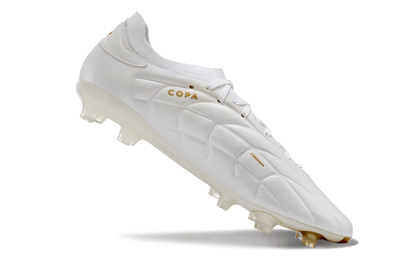 Chuteira Campo Adidas Copa Pure II + FG Branca e Dourada