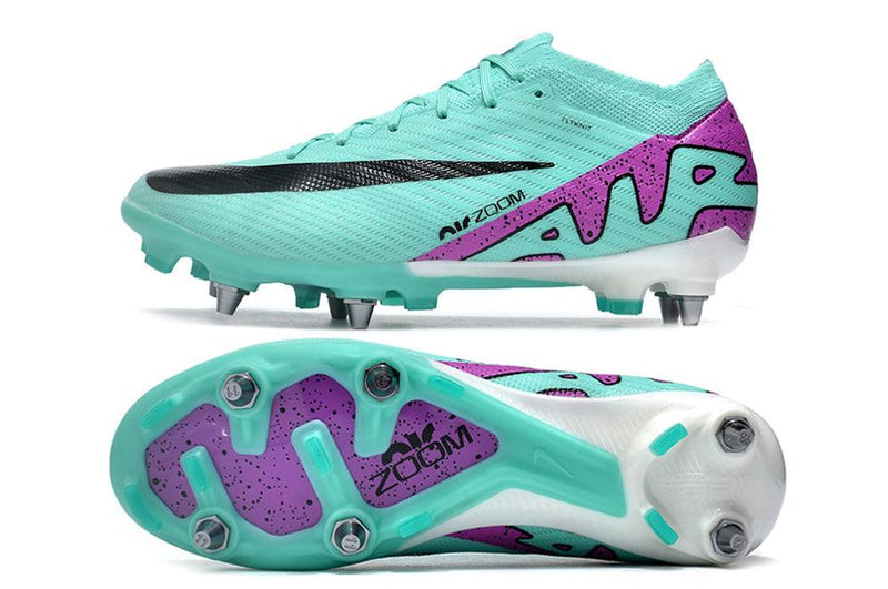 Chuteira Trava Mista Nike Air Zoom Mercurial Vapor 15 Elite Trava Mista Azul e Roxa "Peak Ready Pack"