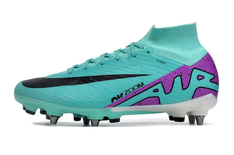 Chuteira Trava Mista Nike Air Zoom Mercurial Superfly 9 Elite Trava Mista Azul e Roxo "Peak Ready Pack"