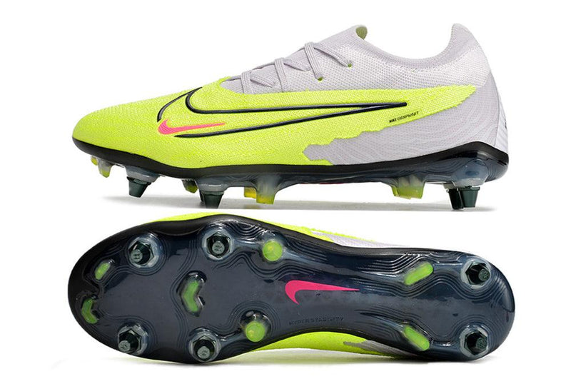 Chuteira Trava Mista Nike Phantom GX Elite Trava Mista Cinza e Verde "Luminous Pack"