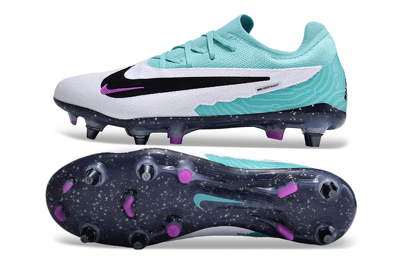 Chuteira Trava Mista Nike Phantom GX Elite Trava Mista Branca, Verde e Roxa "Peak Ready Pack"