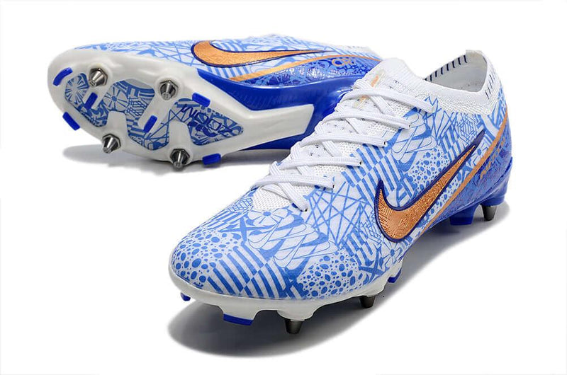 Chuteira Trava Mista Nike Air Zoom Mercurial Vapor 15 Elite Trava Mista Azul "CR7"