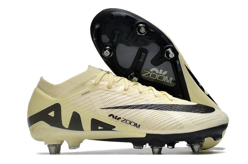 Chuteira Trava Mista Nike Air Zoom Mercurial Vapor 15 Elite Trava Mista Bege e Preta "Mad Ready Pack"