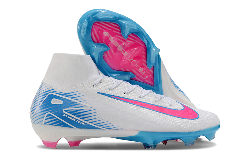 Chuteira Campo Nike Air Zoom Mercurial Superfly 16 Elite FG Branca, Laranja e Preto "Electric Pack"
