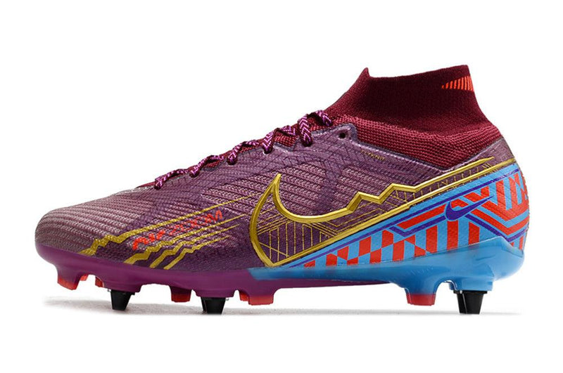 Chuteira Trava Mista Nike Air Zoom Mercurial Superfly 9 Elite Trava Mista Roxa "Mbappe"