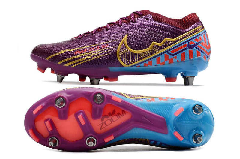 Chuteira Trava Mista Nike Air Zoom Mercurial Vapor 15 Elite Trava Mista Roxa "Mbappe"