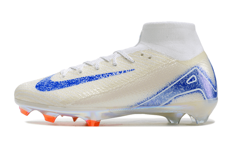 Chuteira Campo Nike Air Zoom Mercurial Superfly 16 Elite FG Branca, Laranja e Preto "Electric Pack"