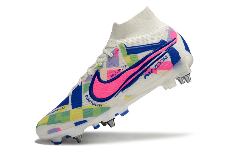 Chuteira Trava Mista Nike Air Zoom Mercurial Superfly 9 Elite Trava Mista Cinza e Preto "Socal Pack"