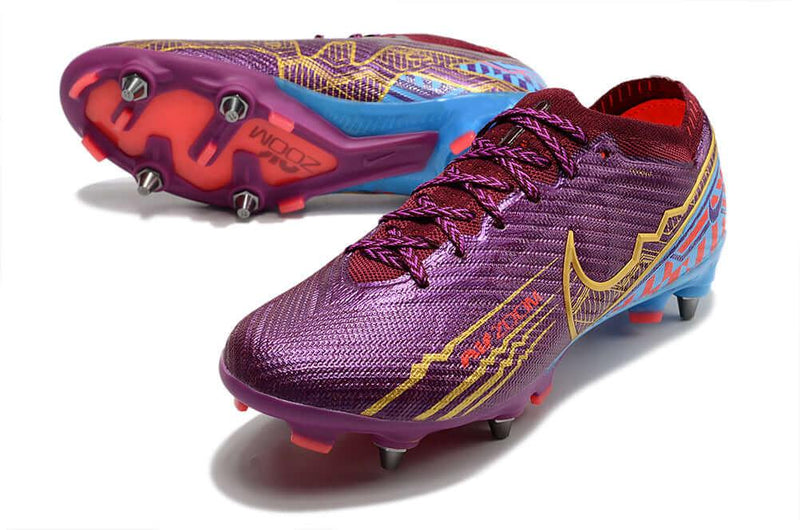 Chuteira Trava Mista Nike Air Zoom Mercurial Vapor 15 Elite Trava Mista Roxa "Mbappe"