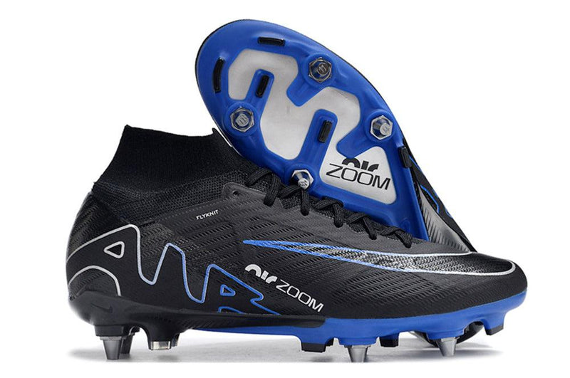 Chuteira Trava Mista Nike Air Zoom Mercurial Superfly 9 Elite Trava Mista Preta e Azul "Shadow Pack"
