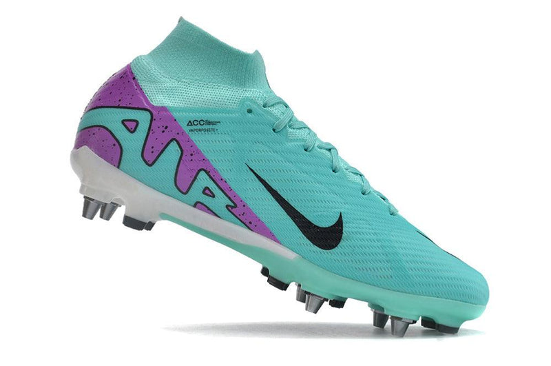 Chuteira Trava Mista Nike Air Zoom Mercurial Superfly 9 Elite Trava Mista Azul e Roxo "Peak Ready Pack"