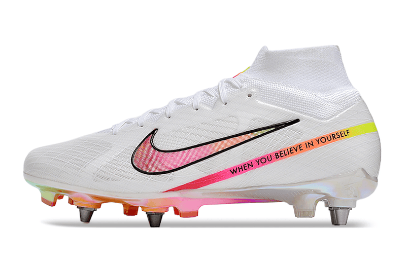 Chuteira Trava Mista Nike Air Zoom Mercurial Superfly 9 Elite Trava Mista Branca "Rashford"
